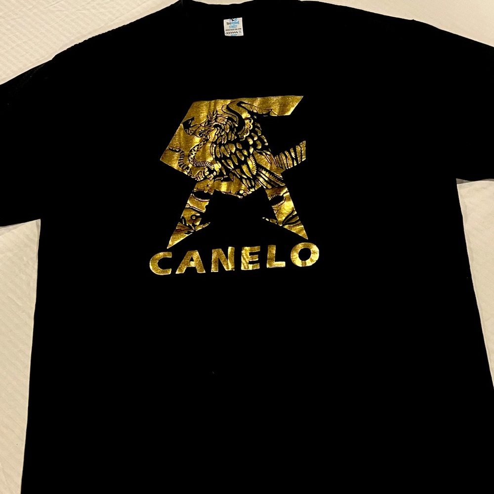 CANELO Men's T-shirt Mexico flag, Alvarez Boxing Gold Foil Size XL